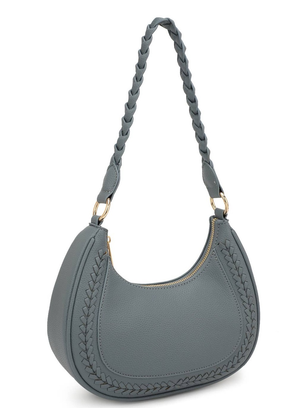NWT! Kayla+Ava ROSIE Crescent Shoulder Bag, BLUE GRAY